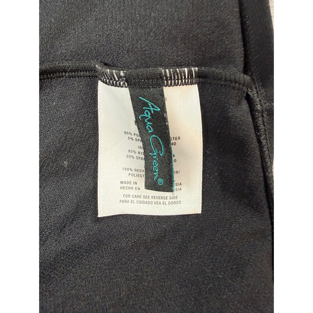 Aqua Green Swim Romper Women Medium Black Polyester Blouson One Piece Swimsuit - Picture 7 of 8